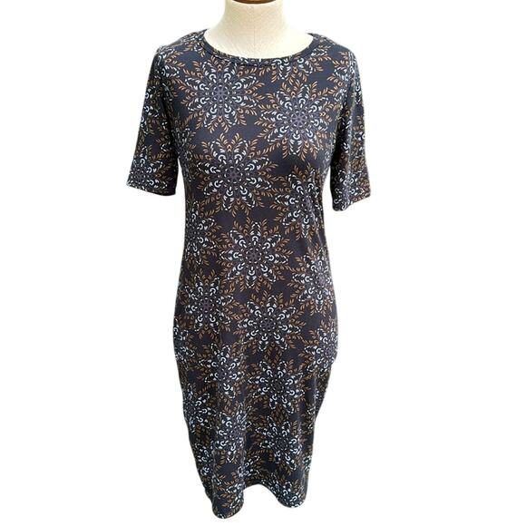 Lularoe Julia Black and Brown T-Shirt Dress Women's size Small - Picture 1 of 8